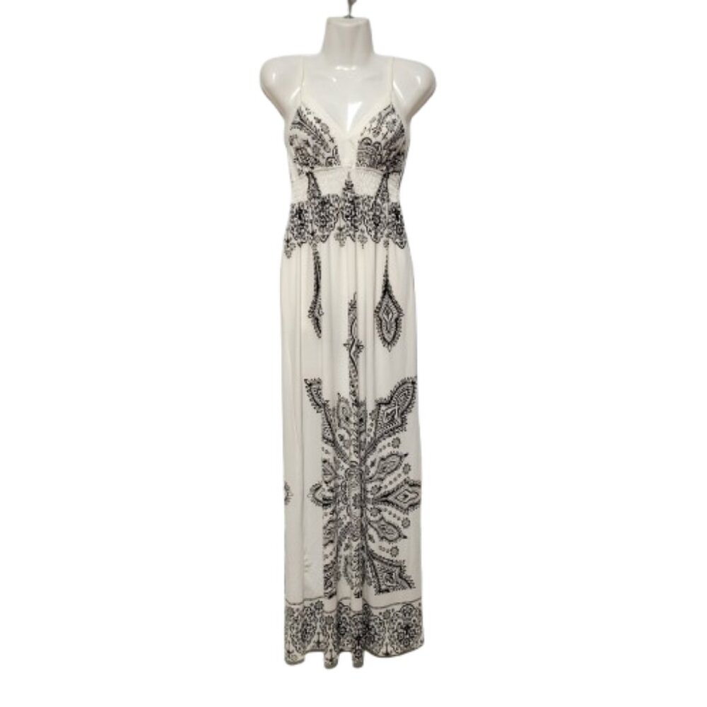 Black and White Printed Maxi Dress - Size XS